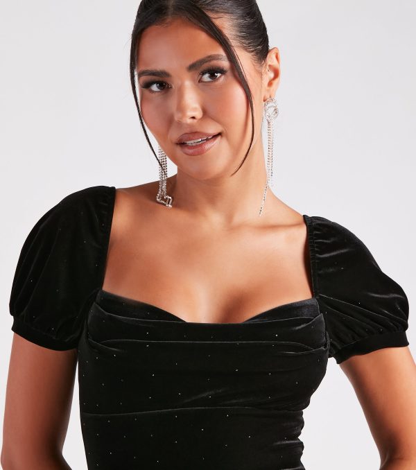 Kandice Velvet Rhinestone Mini Party Dress - Image 4