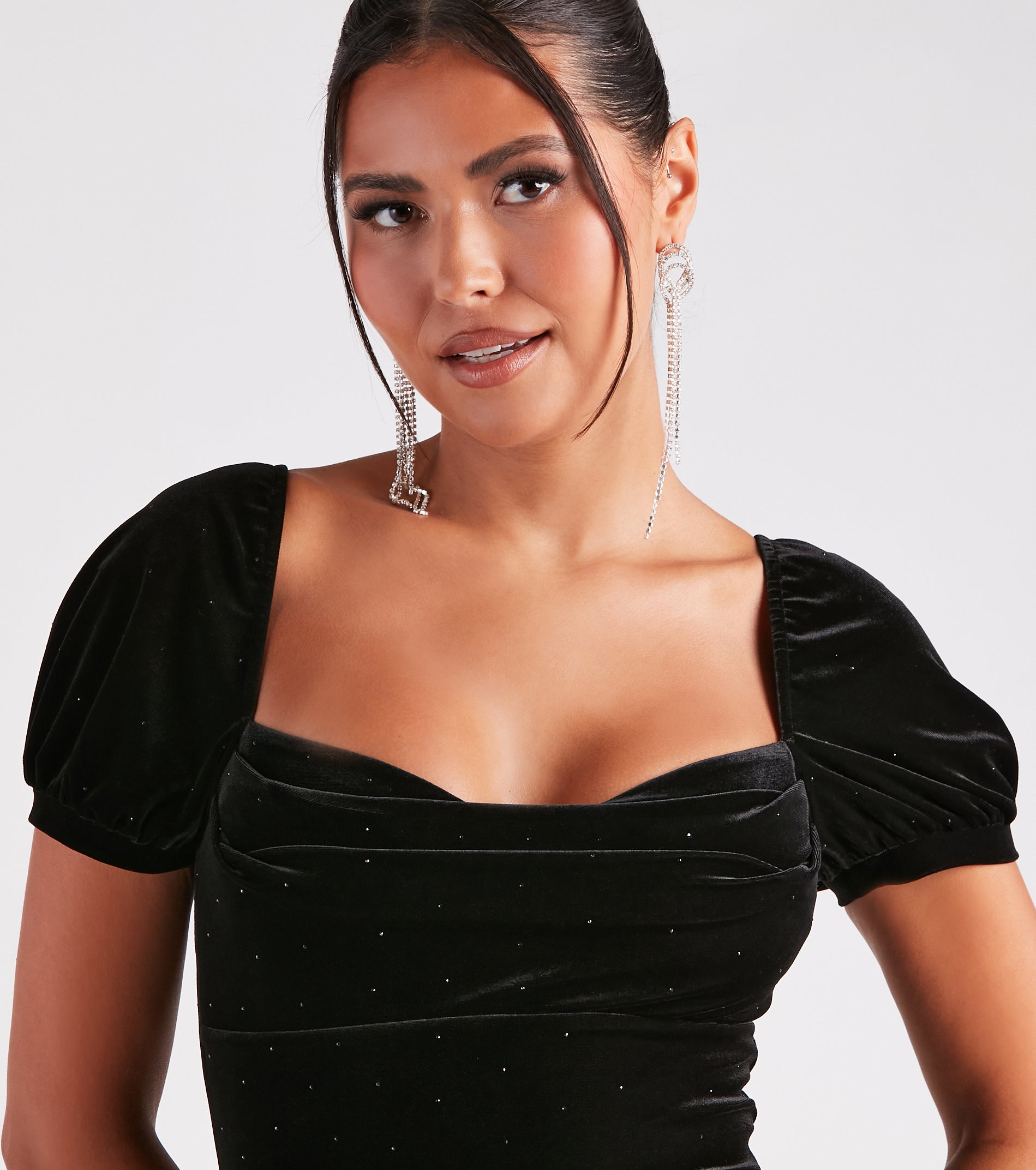 Kandice Velvet Rhinestone Mini Party Dress - Image 4
