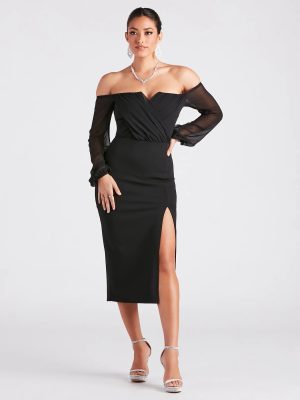 Jolene Formal Chiffon Off-The-Shoulder Dress