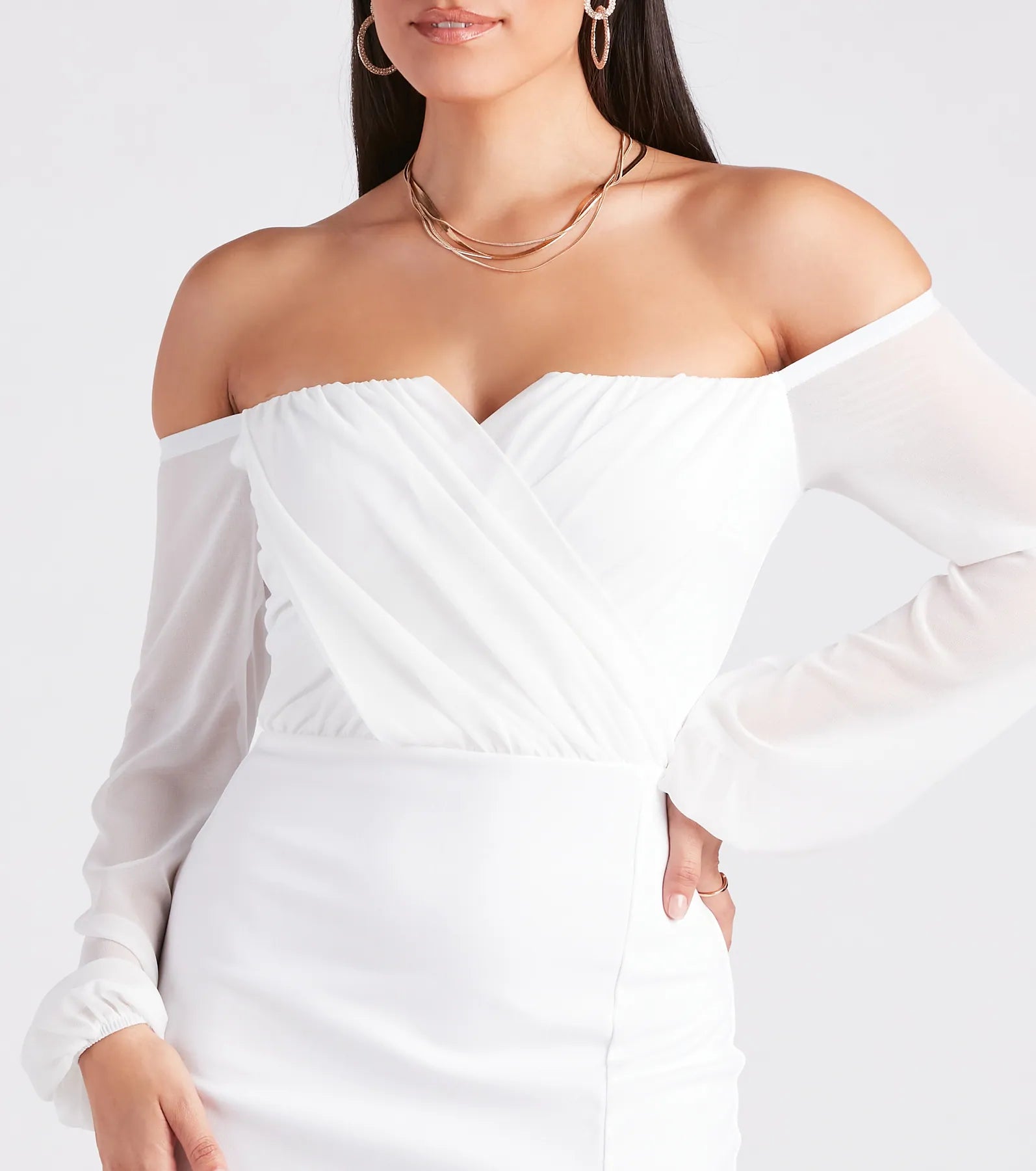 Jolene Formal Chiffon Off-The-Shoulder Dress - Image 8