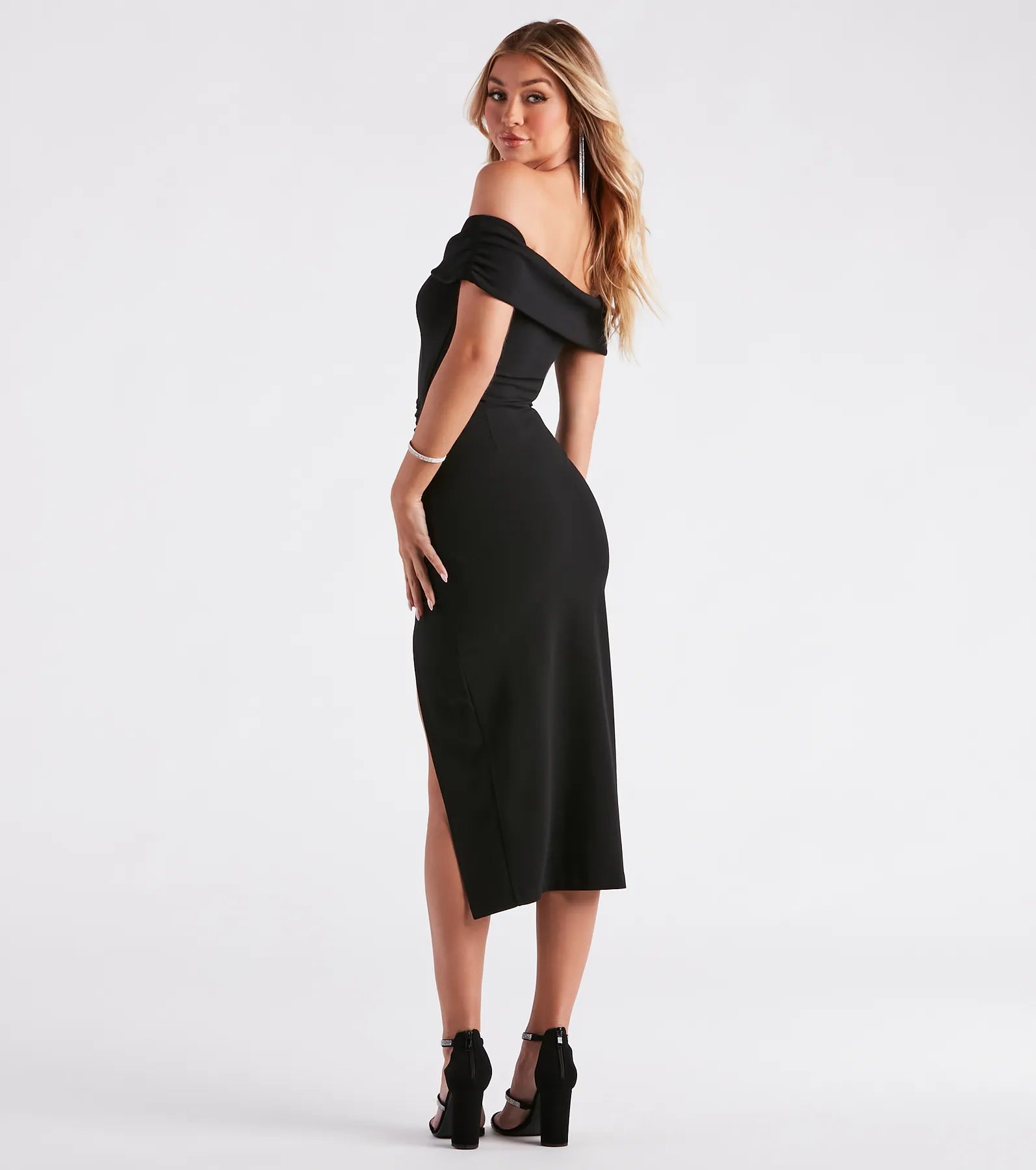 Madi Formal Crepe Slit Midi Dress - Image 2