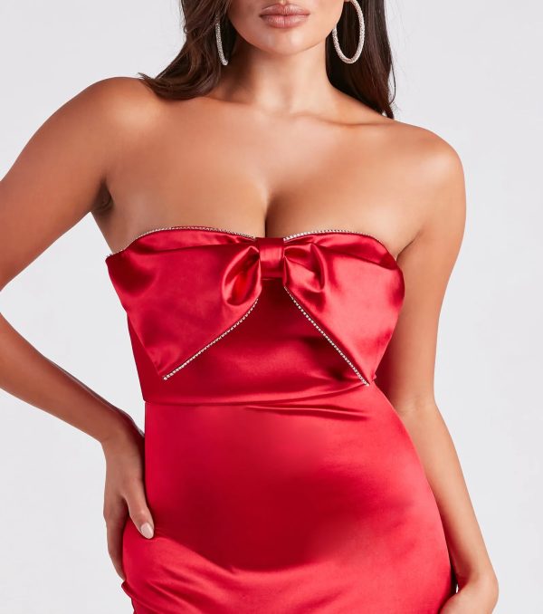 Bella Satin Rhinestone Bow Party Dress - Image 4