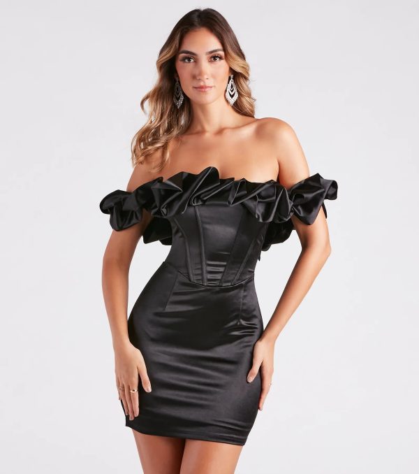 Pricilla Satin Ruffle Bodycon Party Dress - Image 5