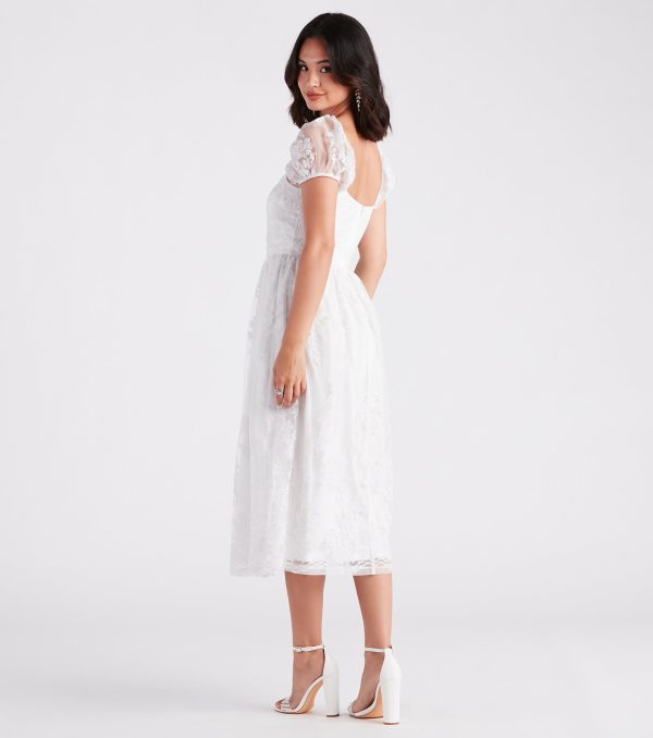 Mary Formal Flocked Velvet A-Line Midi Dress - Image 2