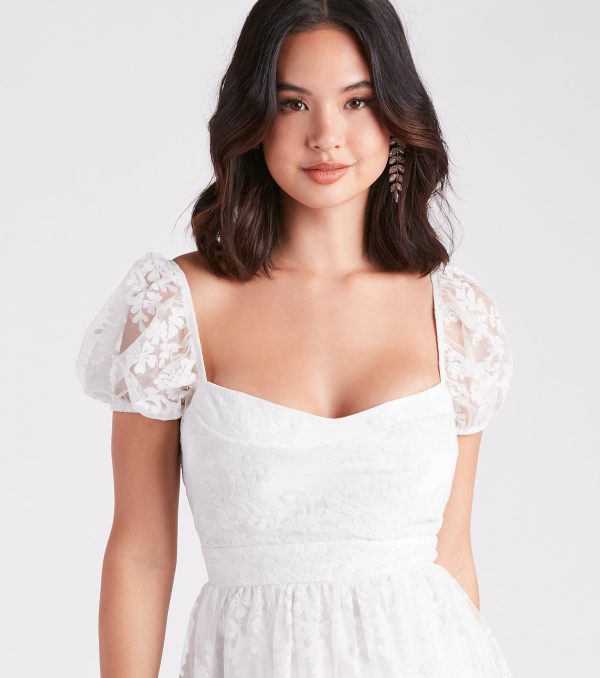 Mary Formal Flocked Velvet A-Line Midi Dress - Image 4