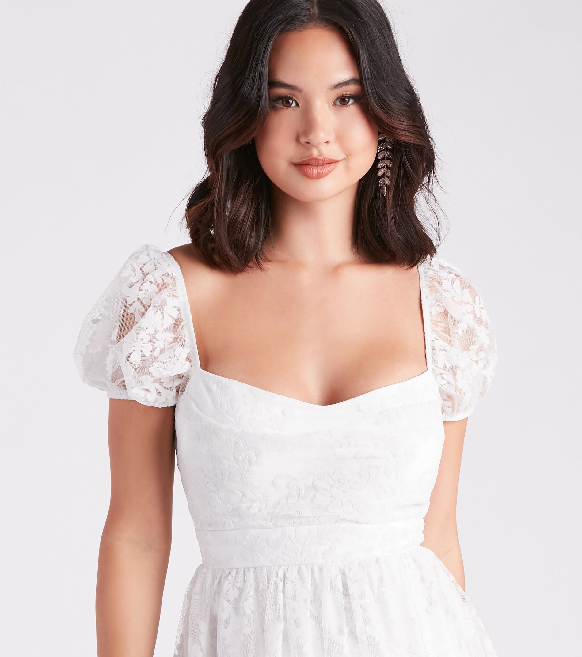 Mary Formal Flocked Velvet A-Line Midi Dress - Image 4