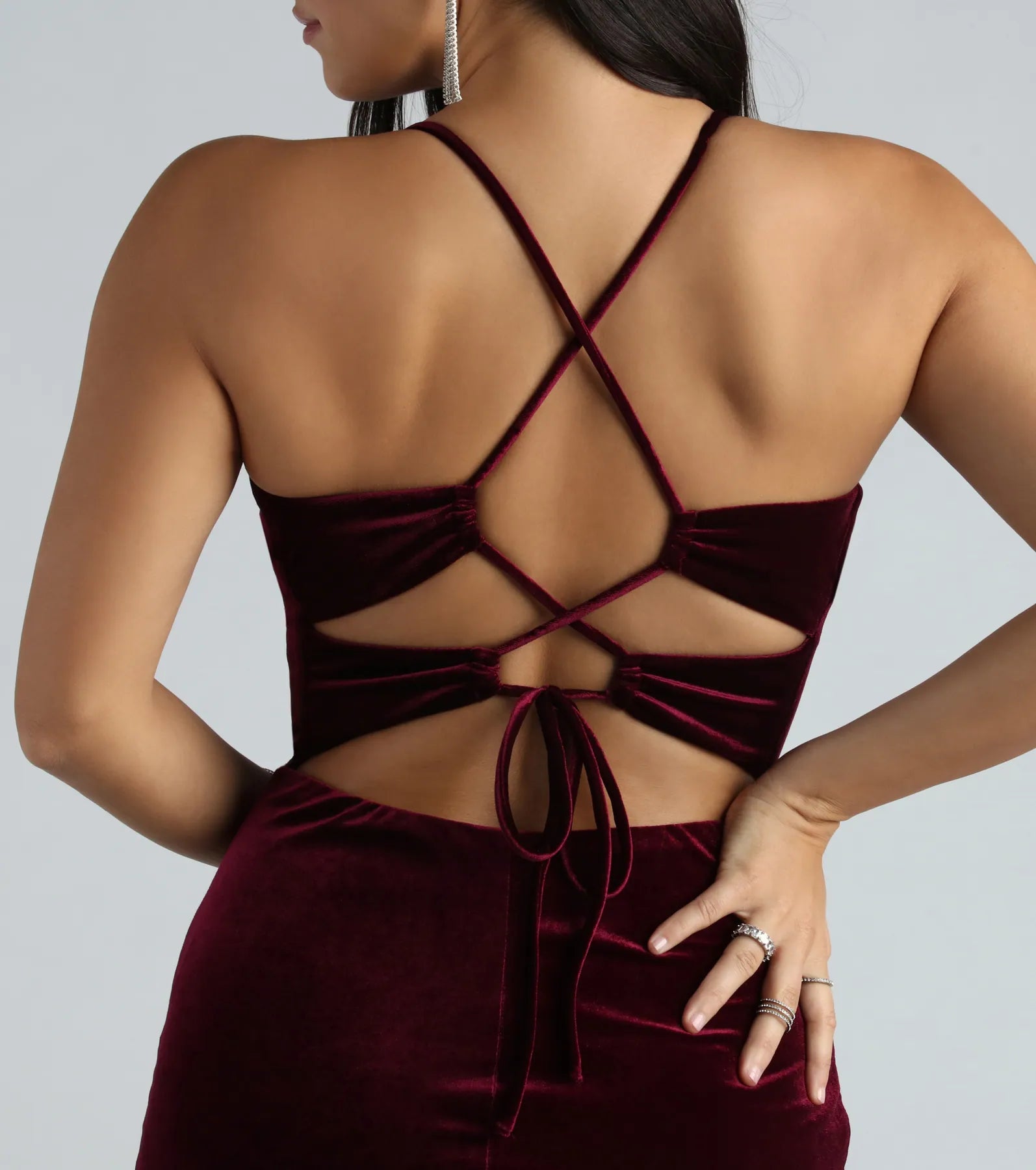 Kinley Velvet Lace-Up Party Dress - Image 8