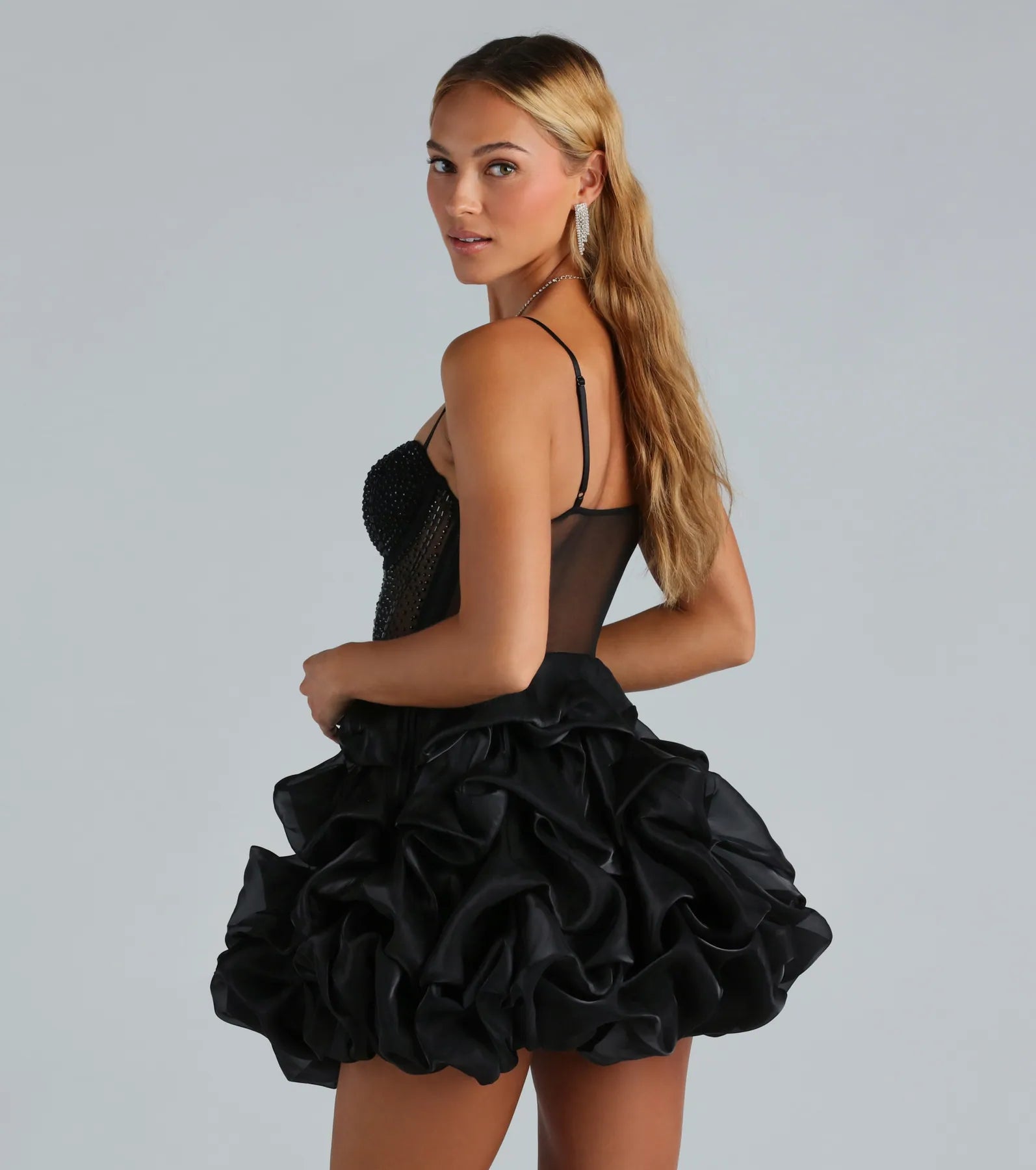 Ryann Rhinestone Corset Bubble Hem Party Dress - Image 2
