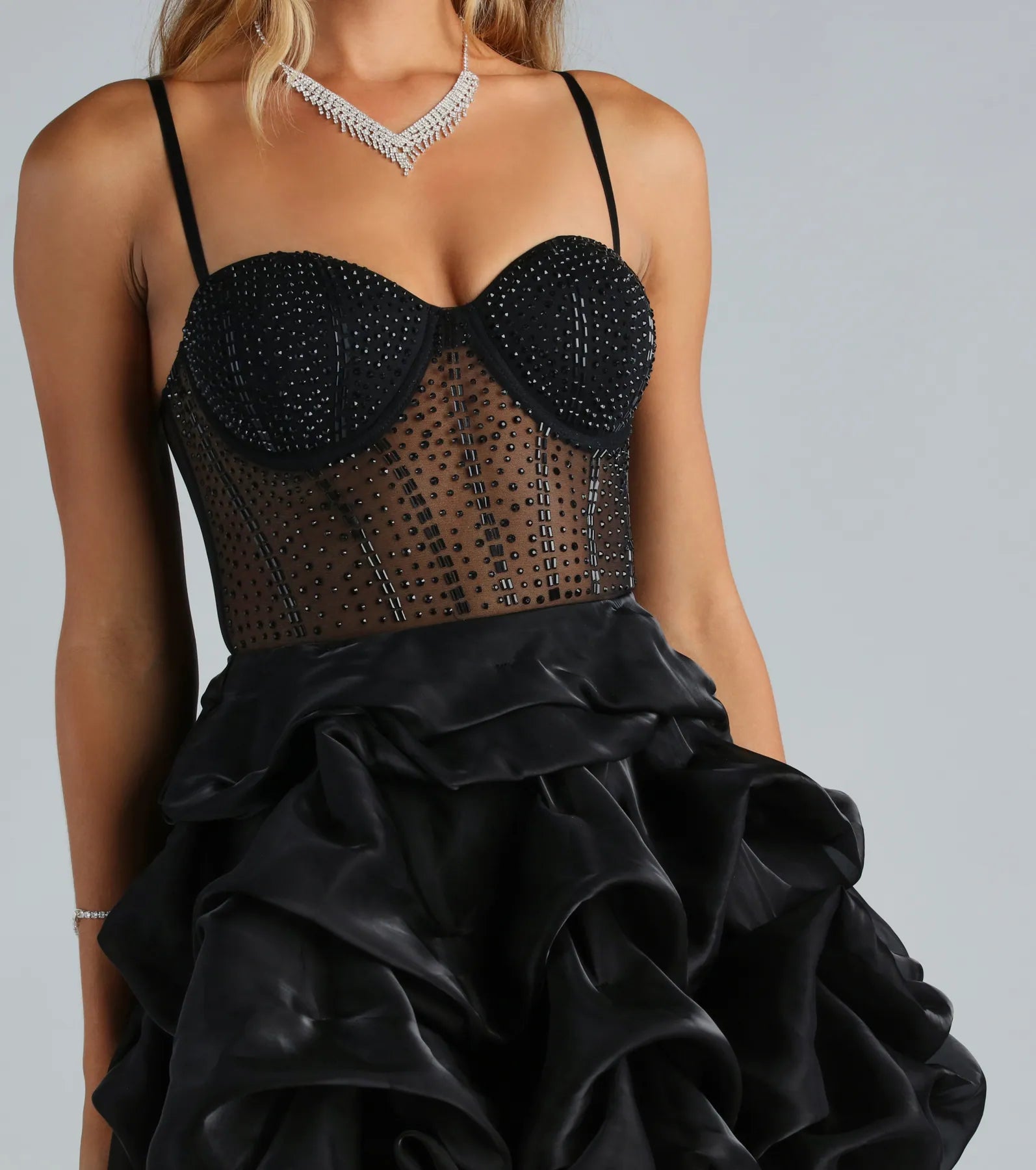 Ryann Rhinestone Corset Bubble Hem Party Dress - Image 4