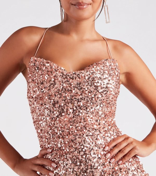 Allie Formal Sequin Open Back Dress - Image 4
