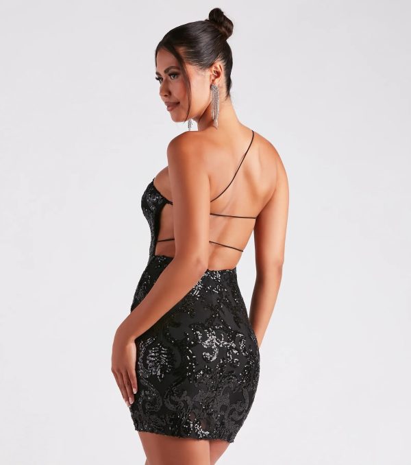 Kai Formal One-Shoulder Sequin Short Dress - Image 18