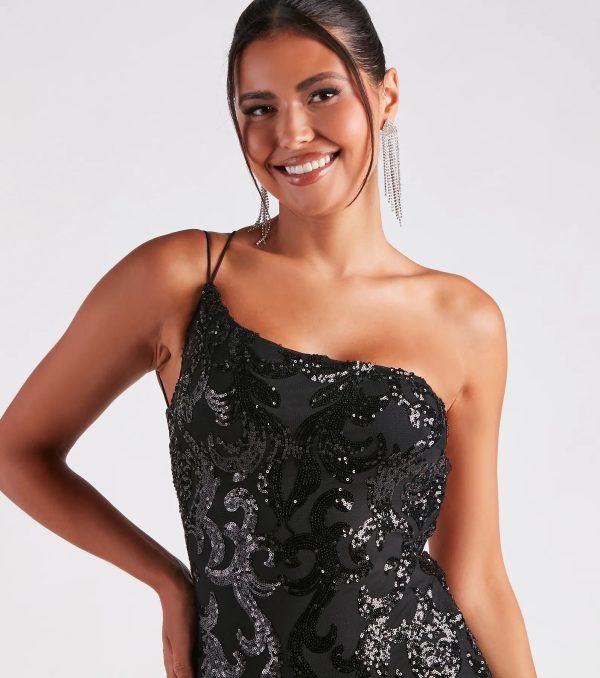Kai Formal One-Shoulder Sequin Short Dress - Image 20
