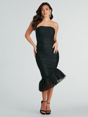 Avamarie Formal Bandage Tulle Midi Dress