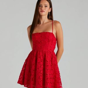 Kiana Flower Lace-Up A-Line Party Dress