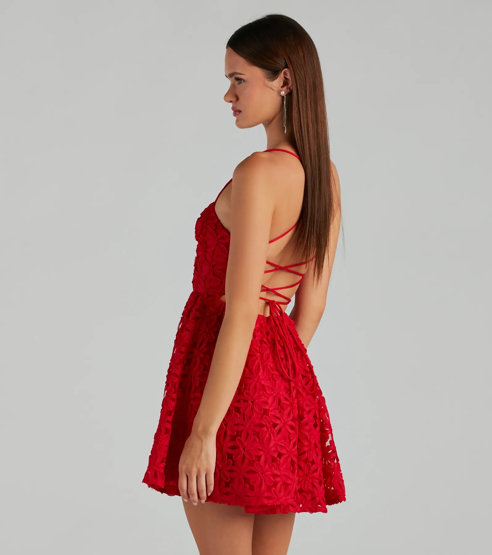 Kiana Flower Lace-Up A-Line Party Dress - Image 2