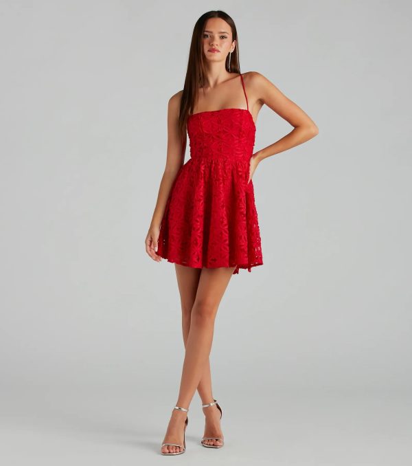 Kiana Flower Lace-Up A-Line Party Dress - Image 3