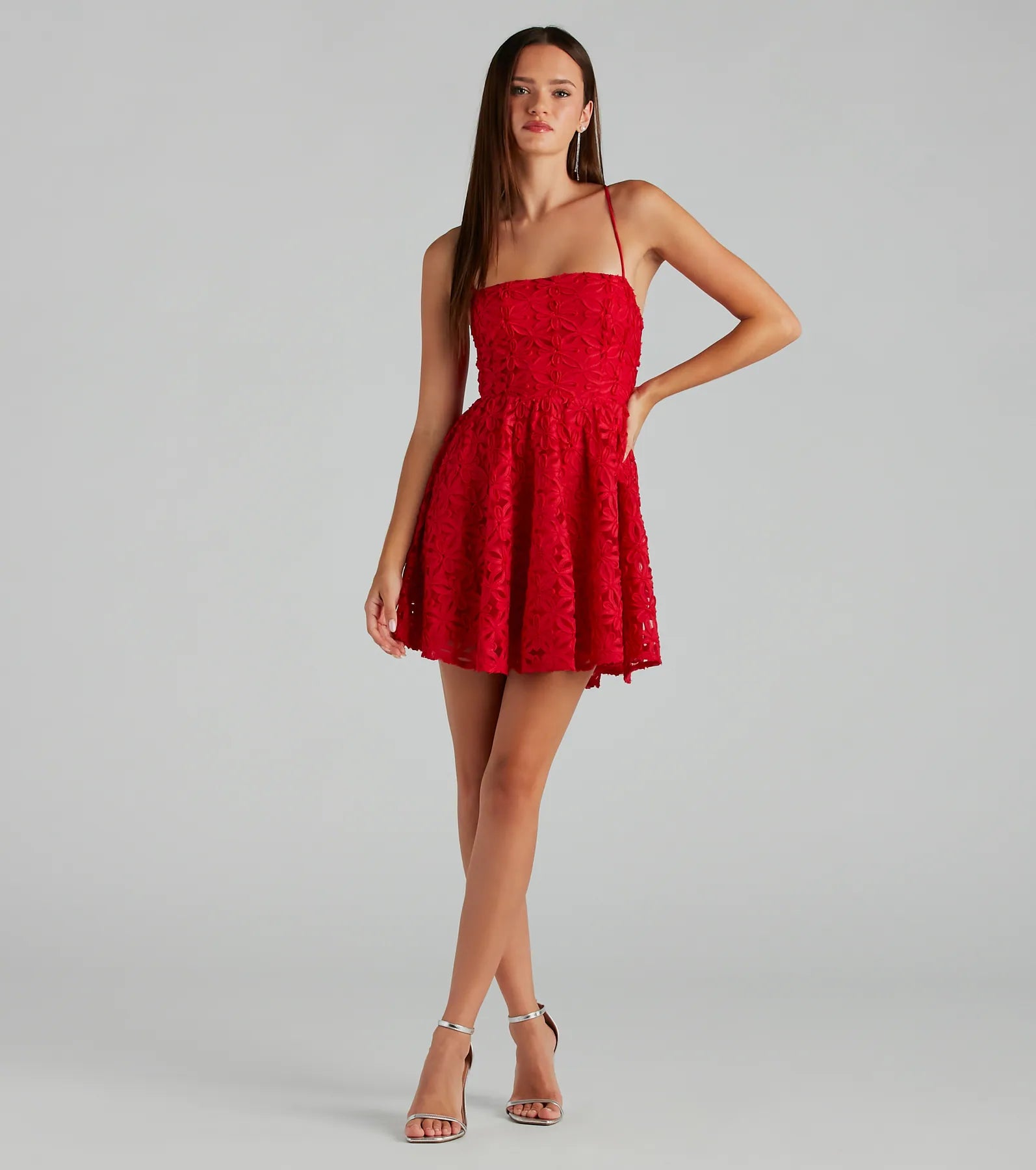 Kiana Flower Lace-Up A-Line Party Dress - Image 3