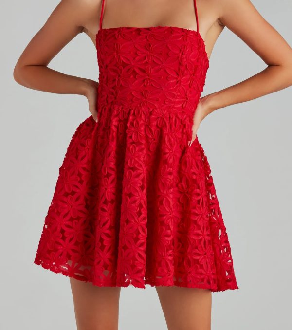 Kiana Flower Lace-Up A-Line Party Dress - Image 4