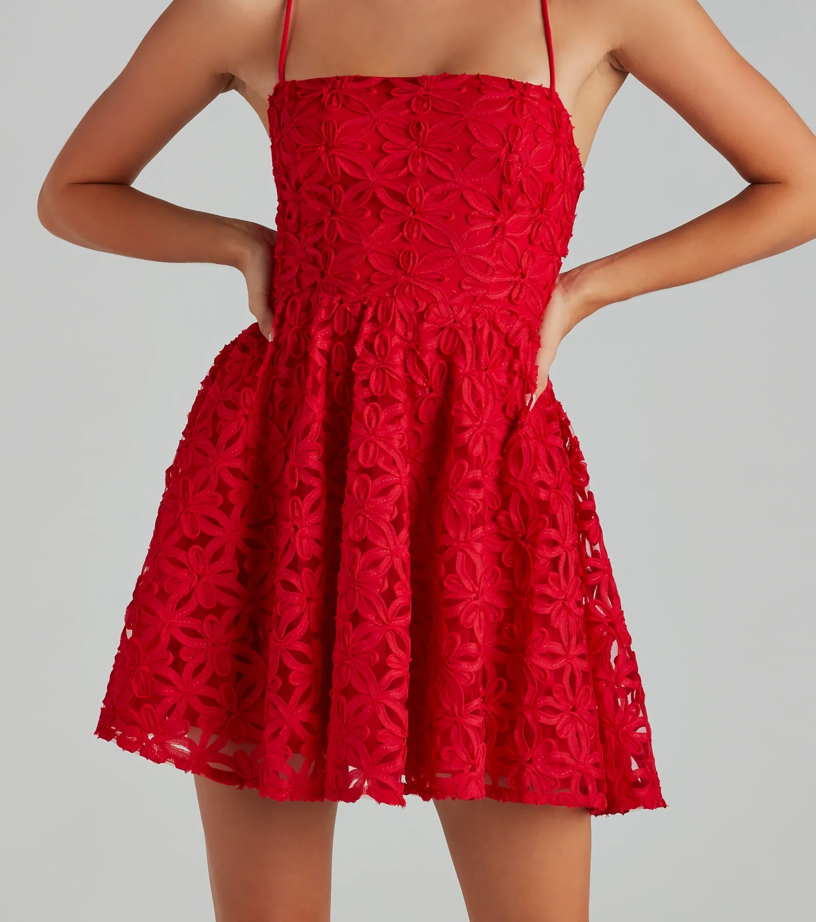Kiana Flower Lace-Up A-Line Party Dress - Image 4