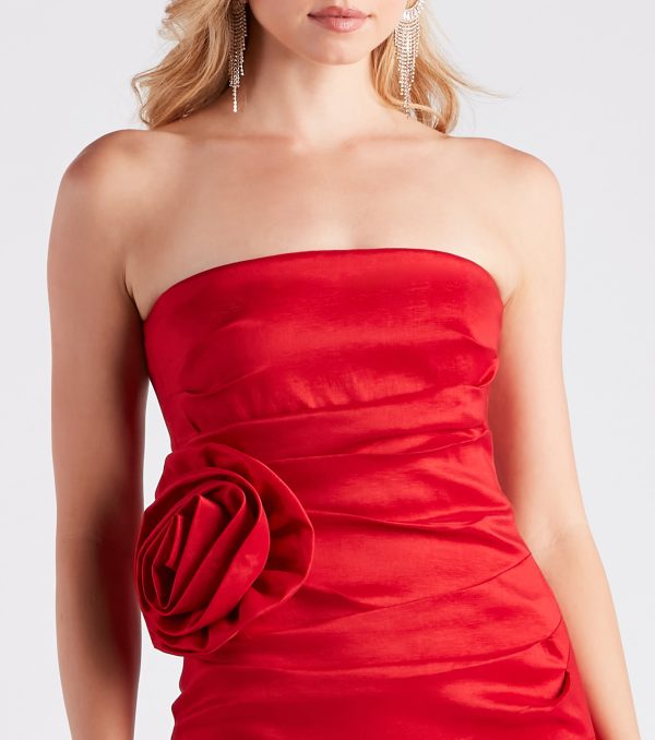 Suzanne Taffeta Flower Mini Party Dress - Image 4