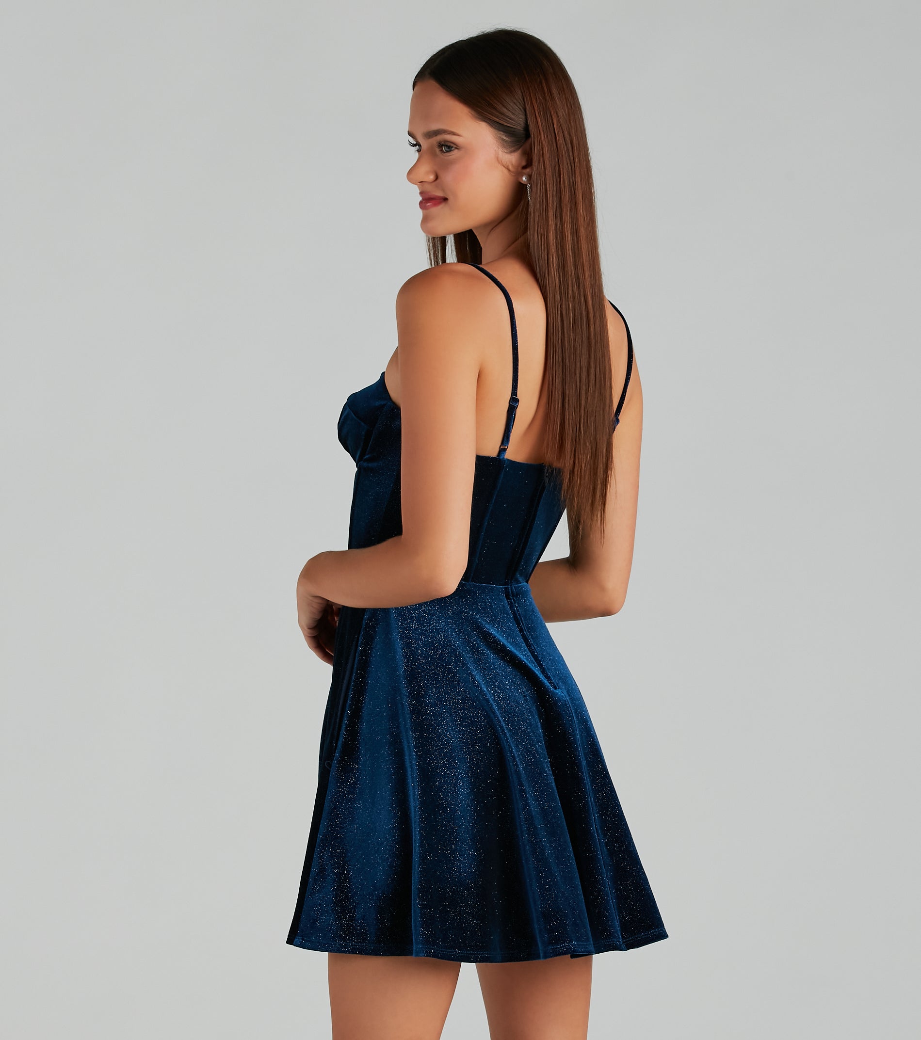 Hope Glitter Velvet Bustier Skater Dress - Image 2