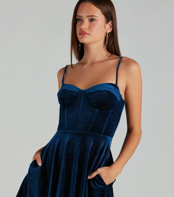 Hope Glitter Velvet Bustier Skater Dress - Image 4
