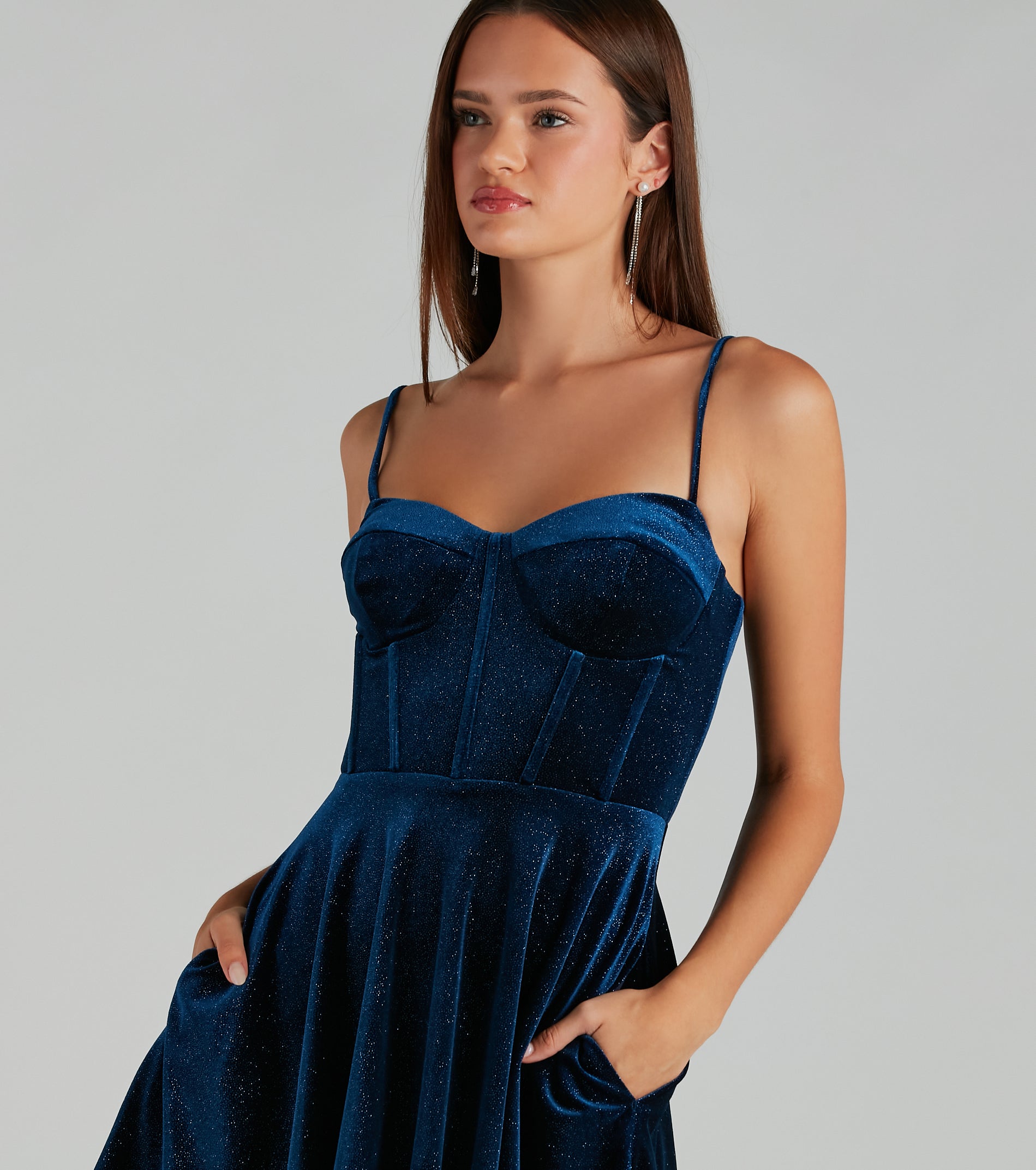 Hope Glitter Velvet Bustier Skater Dress - Image 4