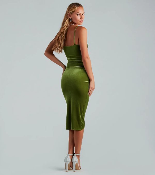 Mailee Formal Velvet V-Neck Wrap Midi Dress - Image 6