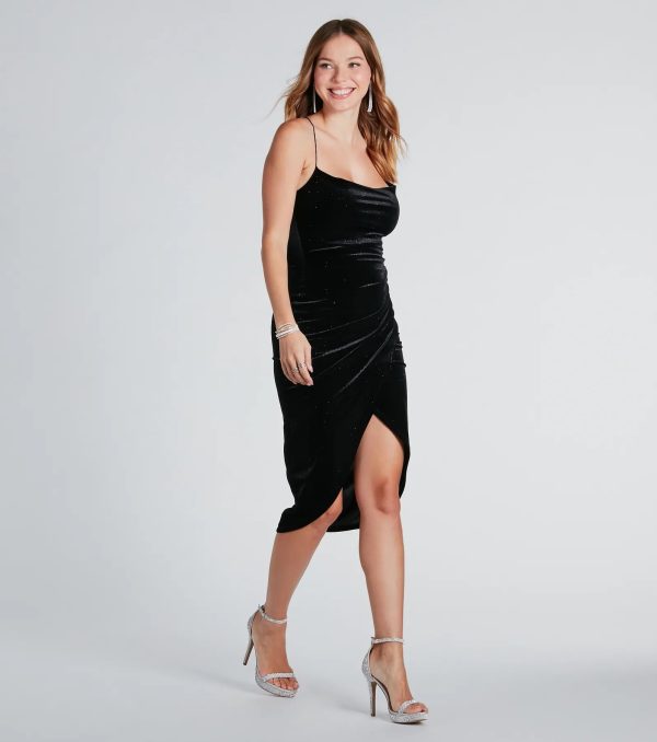 Jaylene Formal Velvet Glitter Midi Dress - Image 3