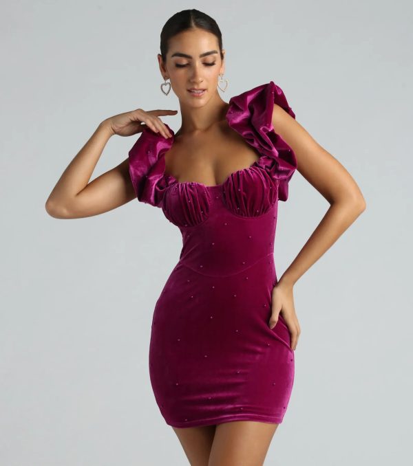 Rachael Velvet Faux Pearl Party Dress - Image 5