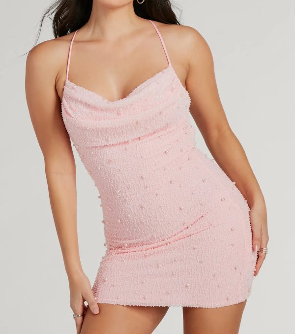 Keira Faux Pearl Strappy Open-Back Mini Dress - Image 4