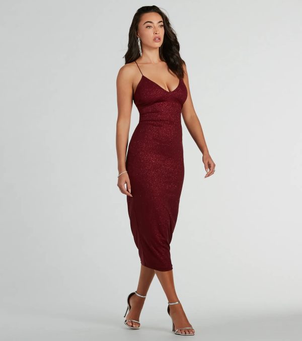 Lynn Strappy Back Glitter Midi Formal Dress - Image 4