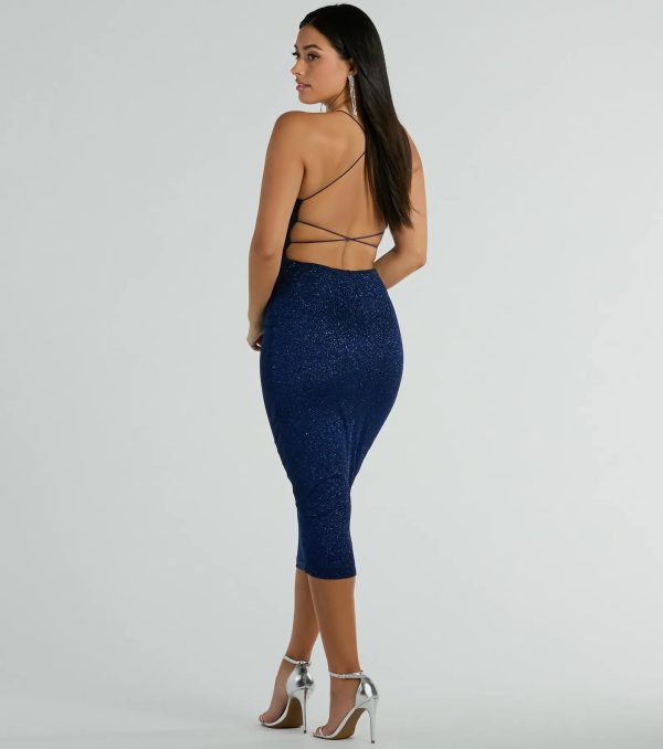 Lynn Strappy Back Glitter Midi Formal Dress - Image 6