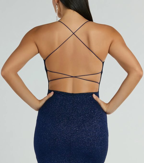 Lynn Strappy Back Glitter Midi Formal Dress - Image 8