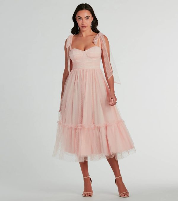 Arielle Bow Strap A-Line Midi Formal Dress - Image 4