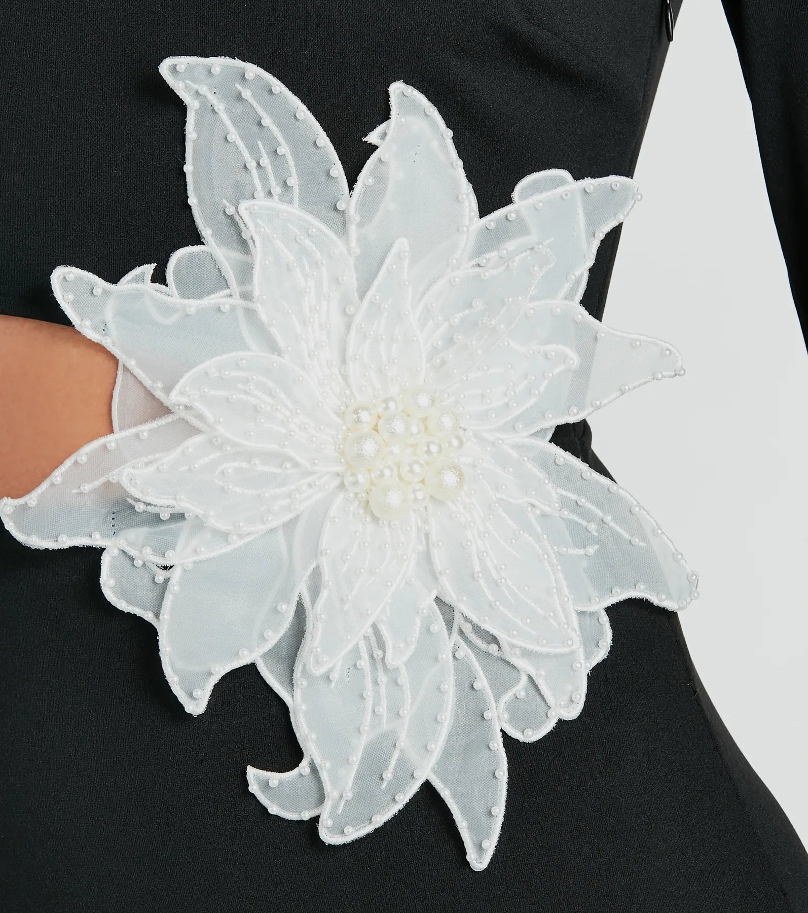 Naya One Shoulder Flower Applique Mini Dress - Image 5