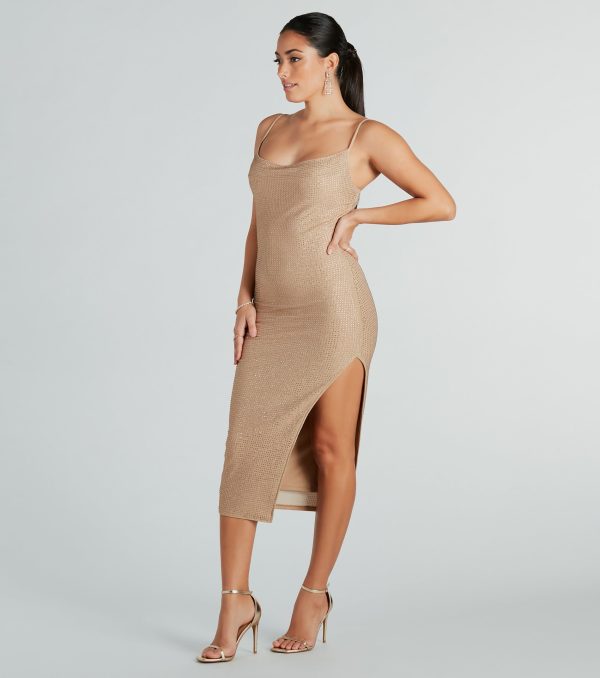 Lilianna Formal Rhinestone High Slit Midi Dress - Image 8