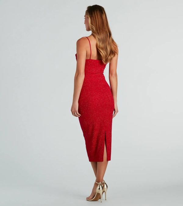Taryn Formal Glitter Cutout Midi Dress - Image 2