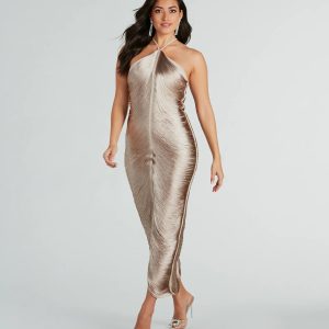Carolina Formal Fringe High Neck Maxi Dress