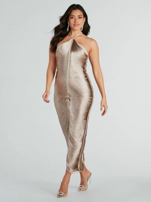 Carolina Formal Fringe High Neck Maxi Dress