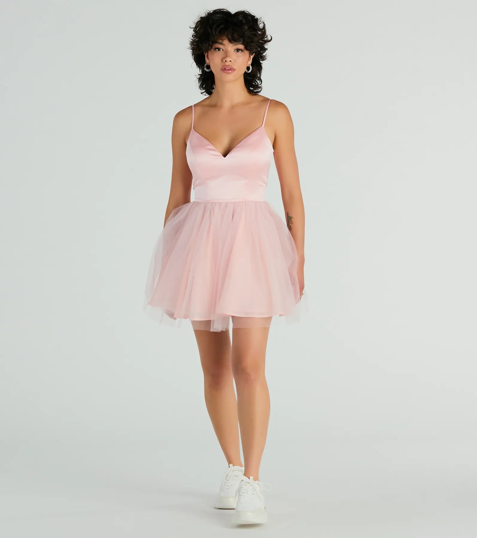 Edith V-Neck A-Line Satin Tulle Party Dress - Image 3