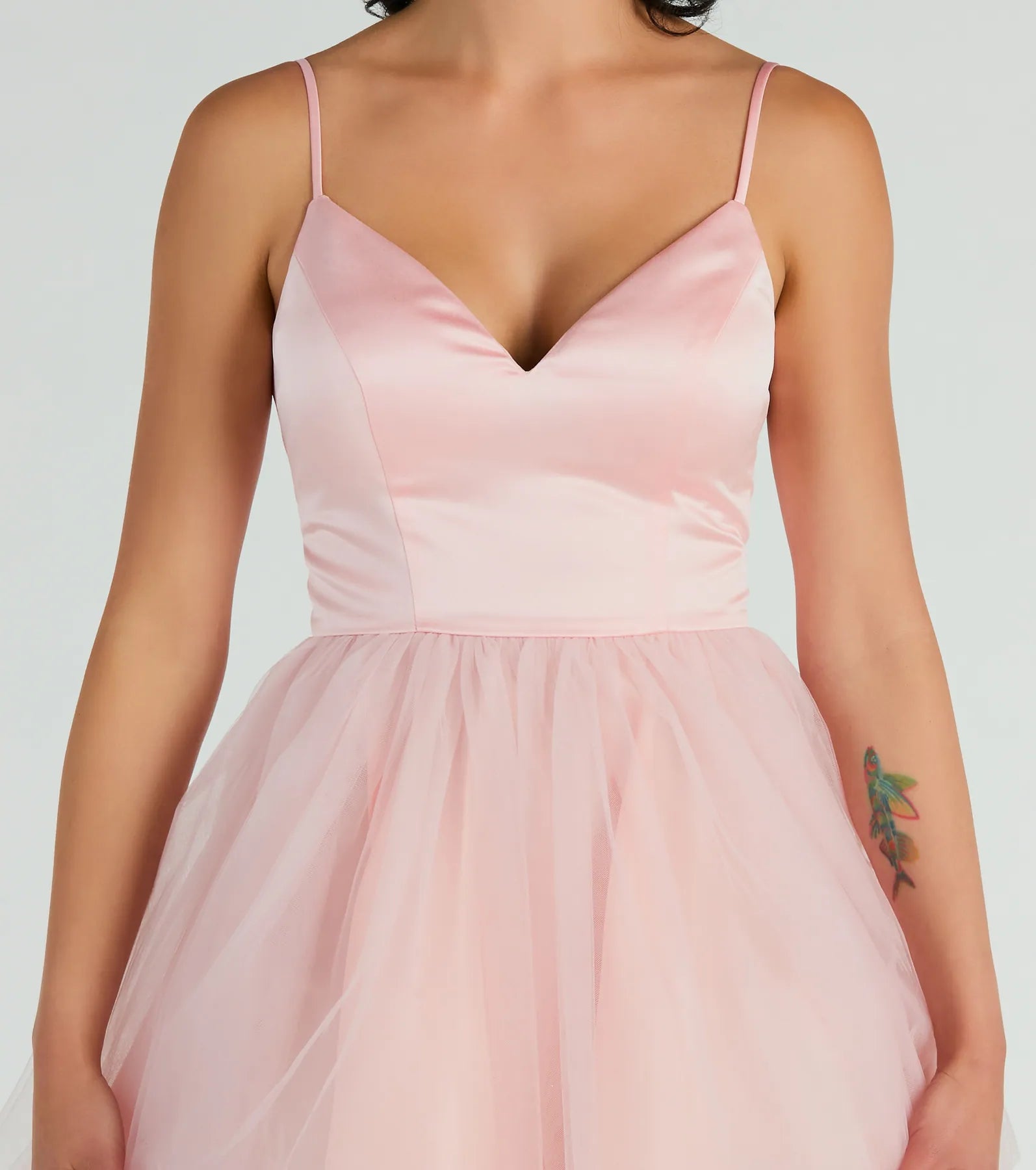 Edith V-Neck A-Line Satin Tulle Party Dress - Image 4
