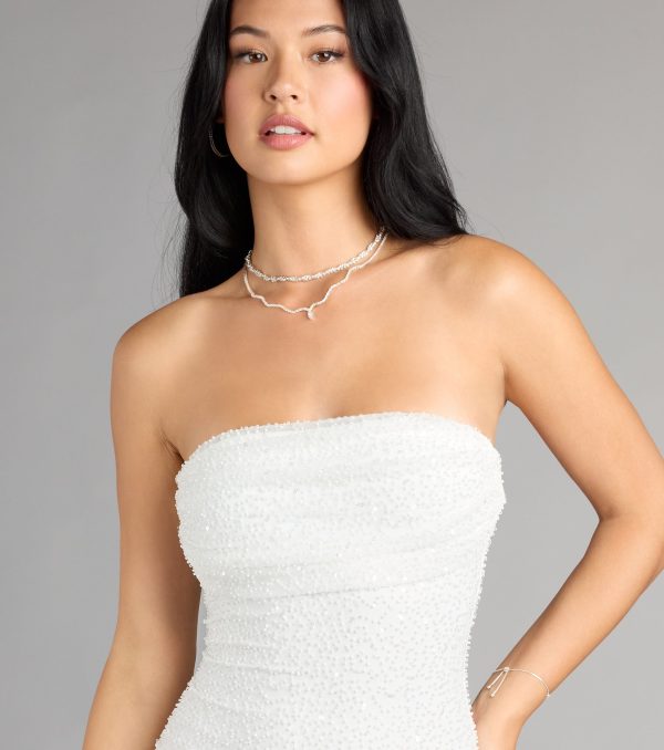 Lena Strapless Bodycon Beaded Mesh Mini Dress - Image 15