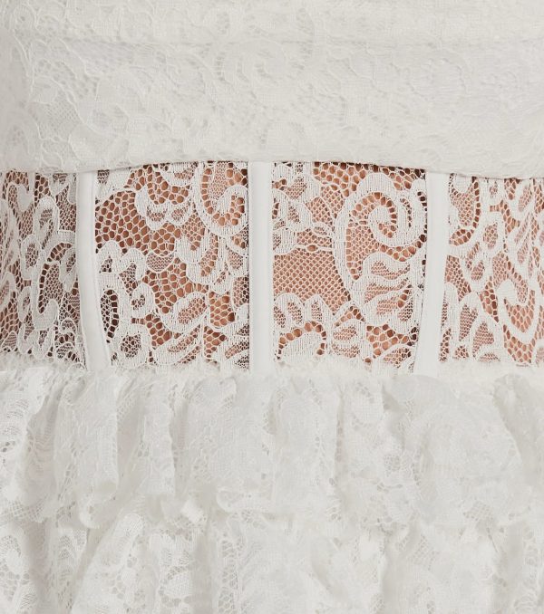 Rochelle Ruffled Sheer Lace Formal Mini Dress - Image 4