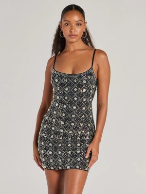 Sophie Scoop Neck Rhinestone Faux Pearl Mini Dress