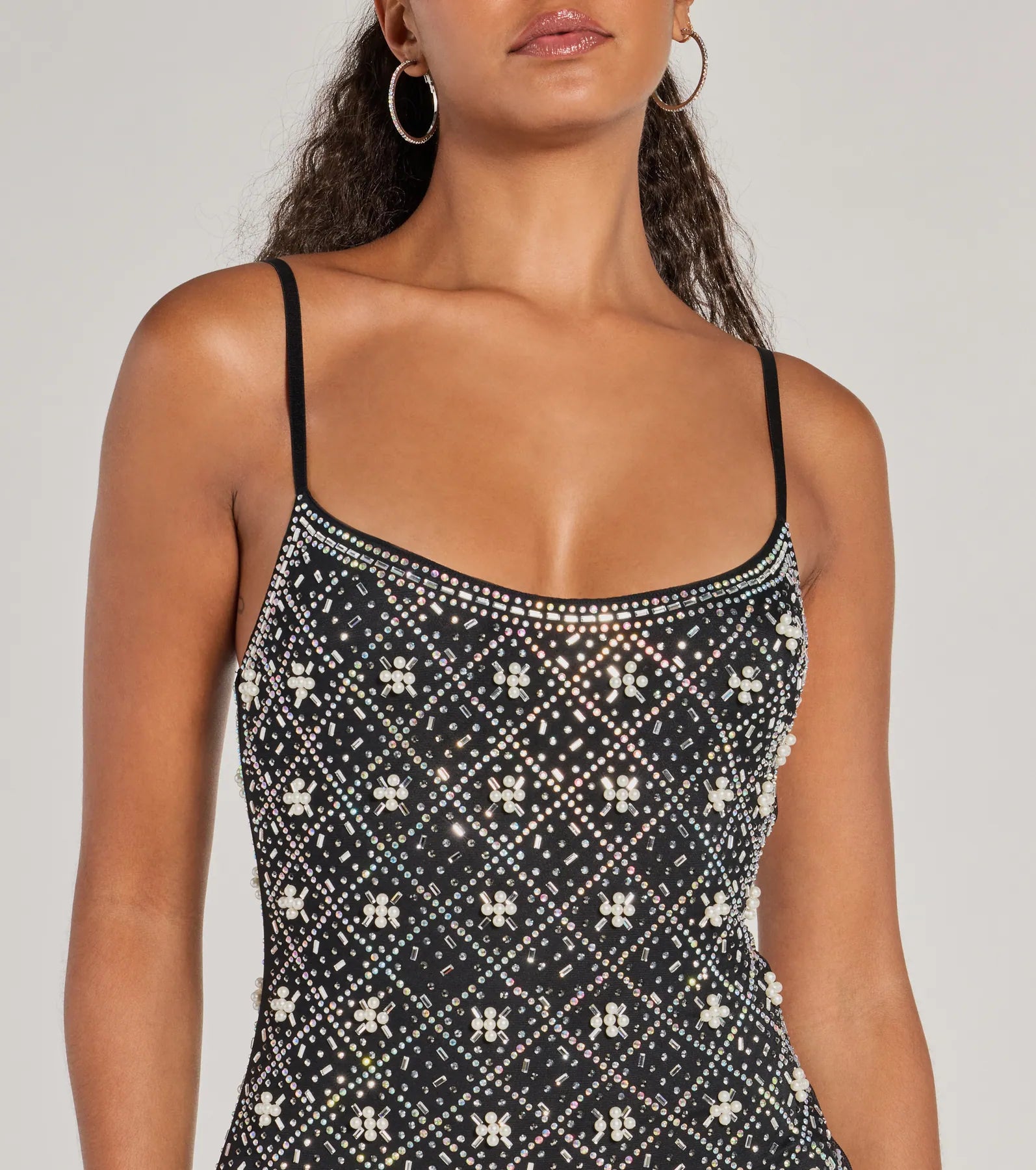 Sophie Scoop Neck Rhinestone Faux Pearl Mini Dress - Image 5