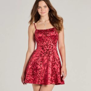 Carter Lace-Up Sequin A-Line Party Dress