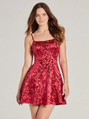 Carter Lace-Up Sequin A-Line Party Dress