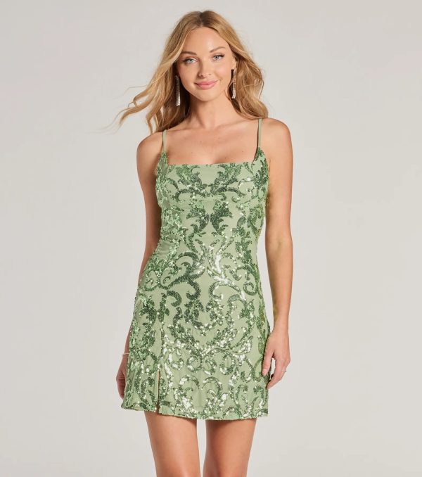 Adalynn Lace-Up Sequin Bodycon Mini Dress - Image 5