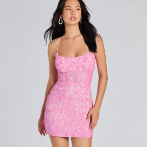 Leyla Sequin Strappy Back Mini Dress